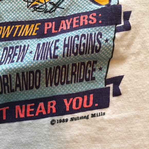 Los Angeles Lakers Showtime Team 1990 t shirt Men Size Med, Nutmeg Mills Vintage - Picture 3 of 8